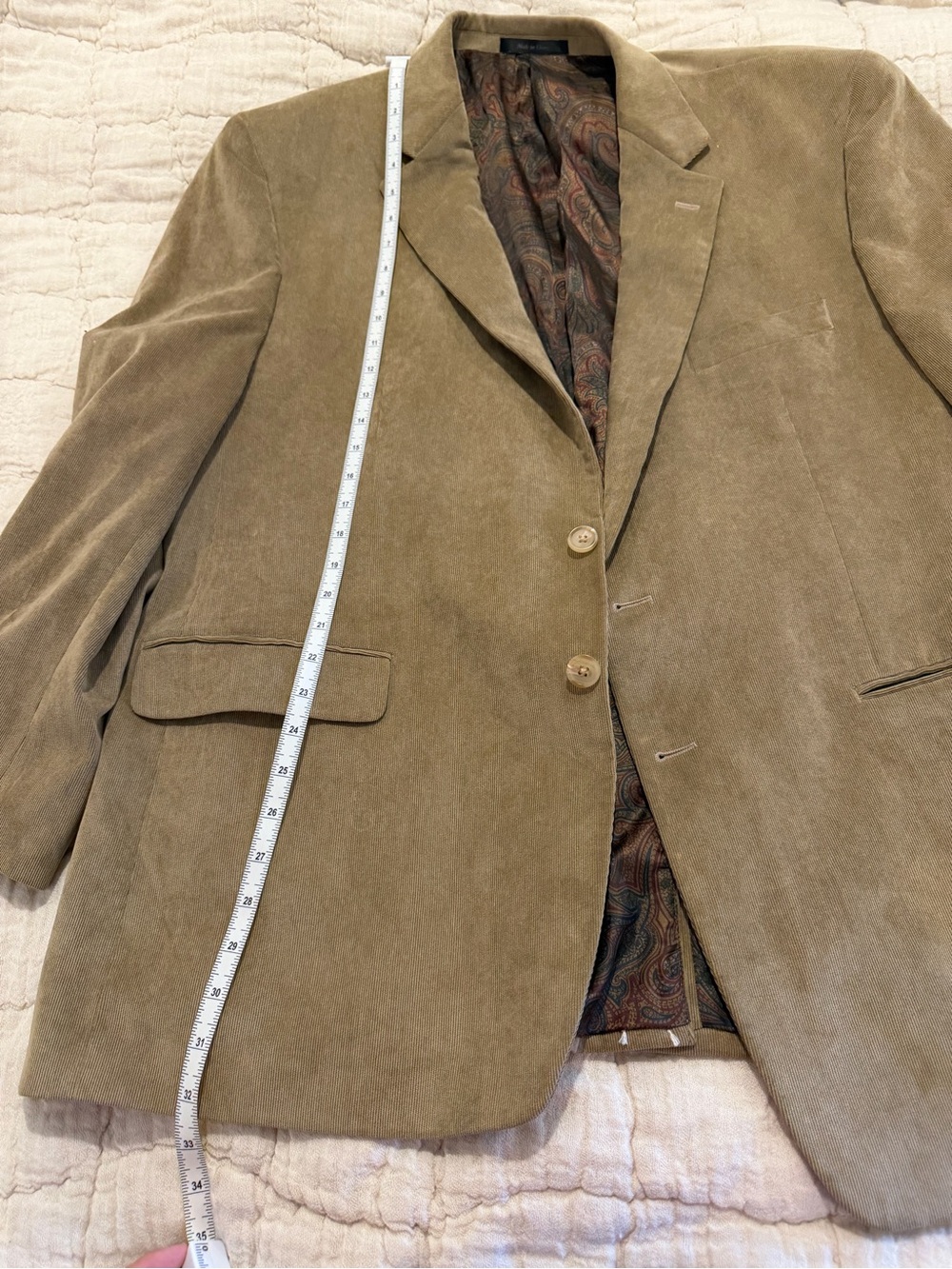 Vintage Ralph Lauren Men’s Tan Corduroy Blazer Suit Jacket Sports Coat, Size 48R - Picture 9 of 11